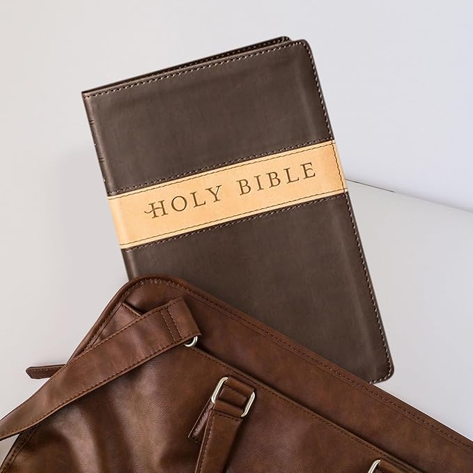 Personalized NLT Trutone Bible New Living Translation Faux Leather Holy Bible with Custom Name and Text, Red-Highlighted Verses | Custom Gift for Religious Celebrations | Small Text | Brown