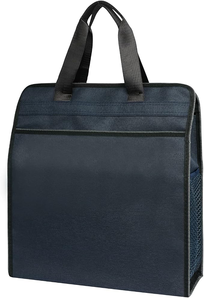 Portable Business Briefcase Zipper Bag Waterproof Durable A4 File Folder Bag Lightweight Carrying Case Handbag File Storage Organizer Holder for Office Meetings Travel