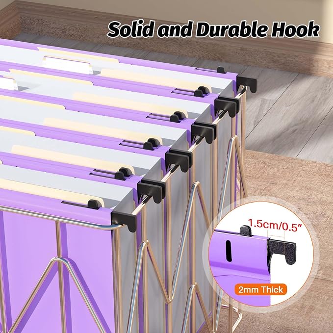 Shutex Extra Capacity Plastic Hanging File Folders,12 Pack Reinforced Hang Folders,Heavy Duty 2 Inch Expansion,Plastic Filing Cabinet Folders,Letter Size,Designed for Bulk Files, Medical Charts,Purple