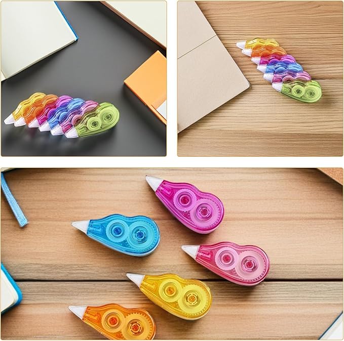 HANABASS 6pcs Correction Tape Set 12m Large Capacity Convenient Student Supply Colored Stationery for School and Office Use Random Color