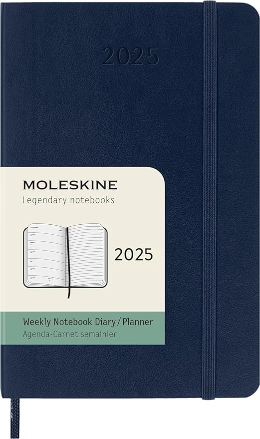 Moleskine Classic 12 Month 2025 Weekly Planner, Soft Cover, Pocket (3.5" x 5.5"), Sapphire