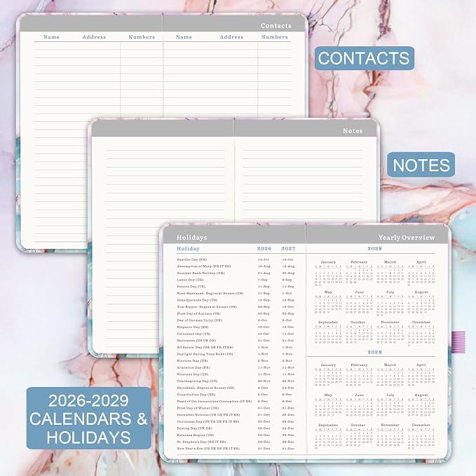 2026-2029 Monthly Pocket Planner - 3 Year Monthly Planner 2026-2029, Jul. 2026 - Jun. 2029, 6.3" x 3.8", 2026-2028 Small/Purse Planners with 60 Notes Pages, Inner Pocket, Pen Loop, Elastic Closure