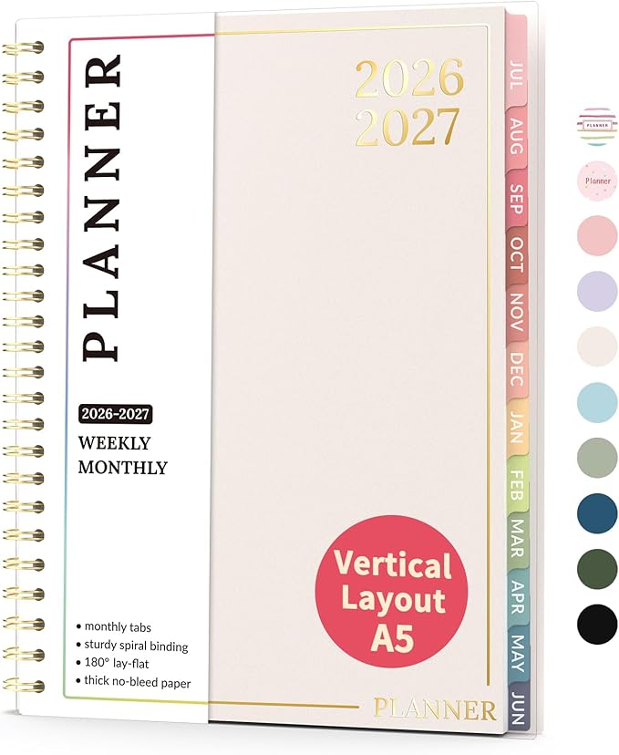 Teacher Planner 2026-2027, Forvencer Academic Planner 2026-2027, Jul 2026 - Jun 2027, 6.3" x 8.5", Weekly & Monthly Planning Book with 7 Periods, School Agenda for Teacher Student, A5,Beige