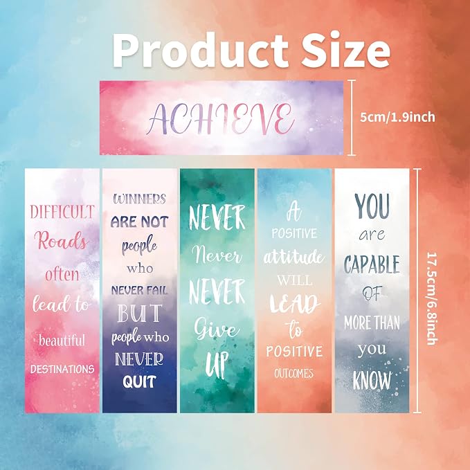 60 PCS Inspirational Bookmarks for Women Men, 12 Styles Encouraging Bookmark for Kids Students, Positive Bookmarks Bulk for Reading Lovers Teachers School Home