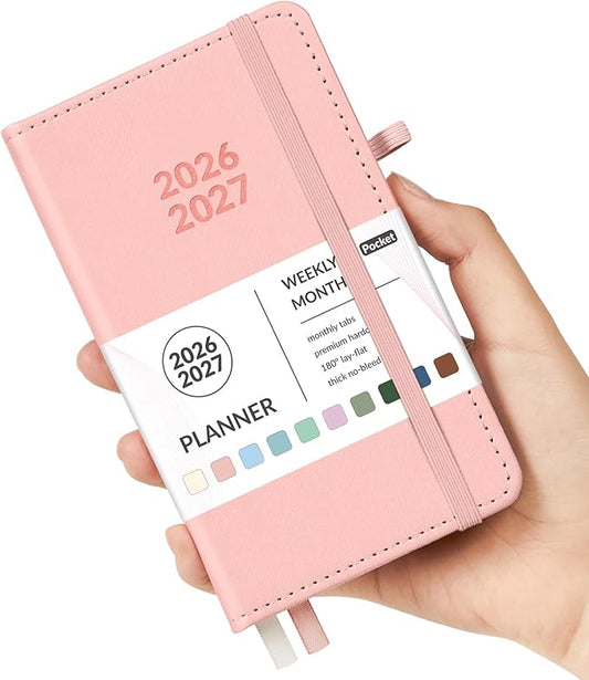Forvencer Pocket Planner 2026-2027, Weekly Monthly Planners for Purse, 3.5" x 6", July 2026-June 2027, Cute Small Daily Academic Calendar, Elastic Band, Hardcover Agenda for Women, Teacher
