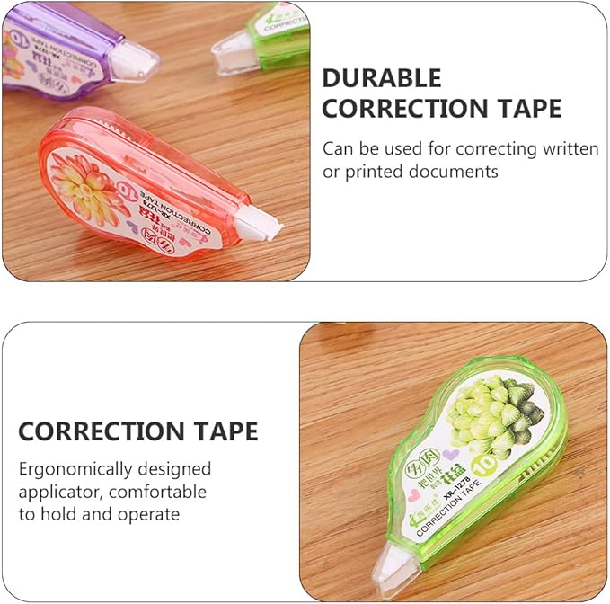 HANABASS 5pcs Correction Tape for Students Easy-to-use Applicator, Office Stationery Supplies for Homework and Writing Corrections Random Style