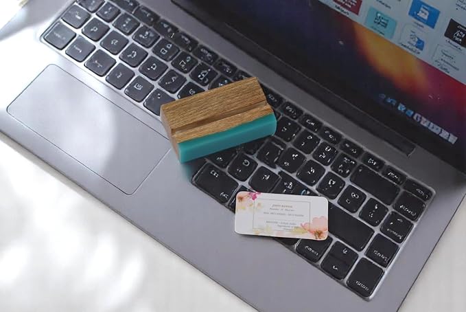 Business Card Holder – Wooden & Epoxy Desk Organizer, Stylish Card Display Stand for Office, Slim Business Card Holder for Men & Women, Modern Desk Accessories