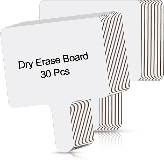 Sherr 30 Pcs Dry Erase Answer Paddle Double Side Small White Boards Paddles Dry Erase Paddle Handheld Whiteboard for Classroom Students Kids Bidding Voting Scoring Activities (Square)