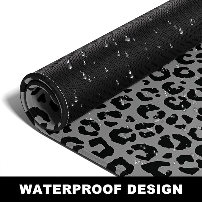 BOSOBO Extended Gaming Desk Mat, XXL Full Cover 31.5 x 11.8 Inches, Black Leopard Print