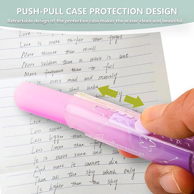 Retractable Pencil Eraser, Cute Erasers,Gradient Jelly Eraser,Suitable for School Home Office Supplies, 4Pcs (Eraser-ZHFL)