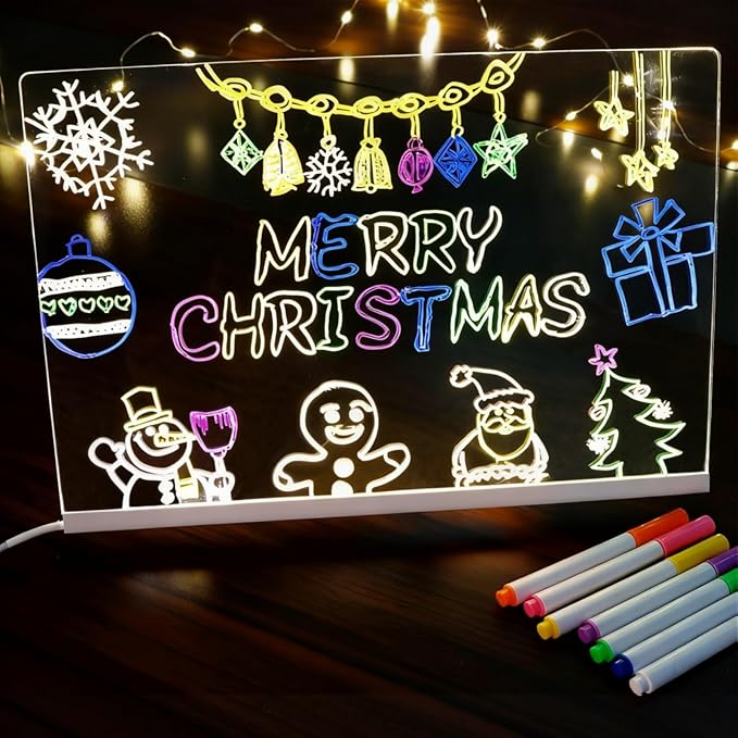 LED Drawing Board, 2026 New Led Drawing Board for Kids, Glowboard, Acrylic Dry Erase with Light,Includes 7 Color Pens,for Office, School, Home(12 * 8in)