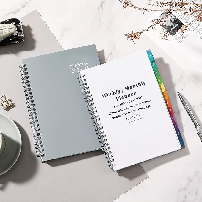 Planner 2026-2027 - JUL 2026 - JUN 2027, 2026-2027 Calendar Planner, Weekly and Monthly Planner, 6.25" × 8.3", Tabs, Inner Pocket, Strong Twin-Wire Binding, Improving Your Time Management Skill