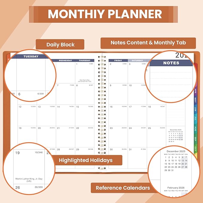 2026 Weekly Appointment Book - JAN. 2026 - Dec. 2026, Daily Hourly Planner 2025, 8.5" x 11", 15-Minute Interval, 12 Monthly Tabs, Flexible Soft Cover