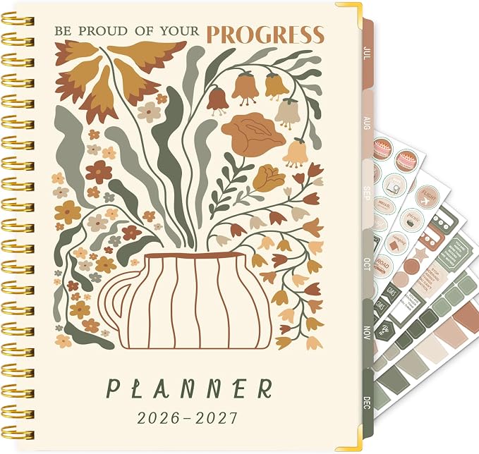 Large 2026-2027 Academic Planner – Weekly & Monthly Planner Organizer from July 2026 - June 2027, 8.5"x11" Aesthetic Daily Agenda Planning Book with Pocket Stickers for Women Students Office, A4 Size