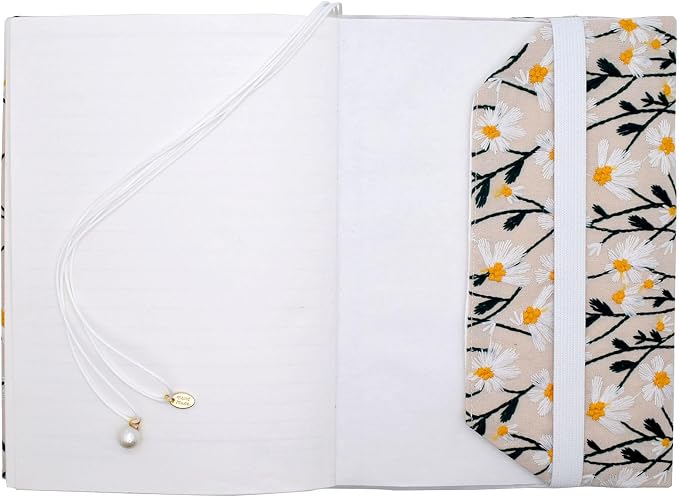 BLBMH A5 Journal Cover | Non-Stretch Fabric Notebook Sleeve with Bookmark, Handmade 5.5x8.3 Washable Privacy Protector for Paperback Bible Hardcover, Gift for Women - Daisy 2
