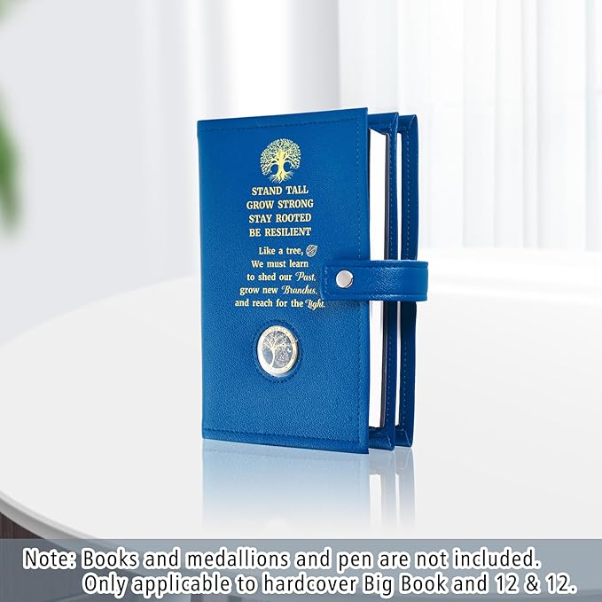 LParkin Double AA Big Book Cover with Coin Holder, PU Leather AA Book Covers for Hardcover, Fits Big Book and 12 Steps & 12 Traditions, Premium Design Like a Tree Cover