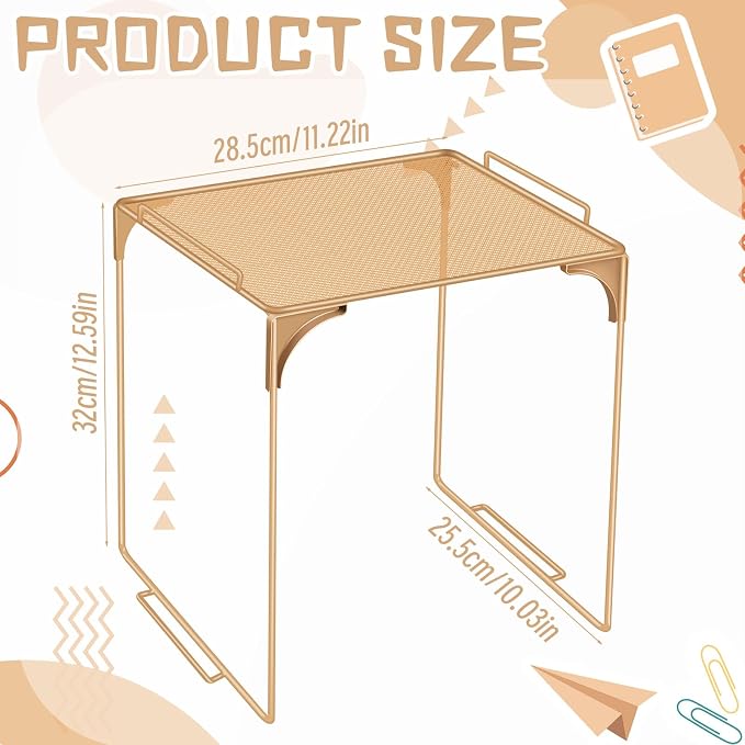 Demonwer Locker Organizer Shelf Brown Stackable Extra Locker Shelf Storage Cabinet Accessories for Back to School Office Home Gym Supplies