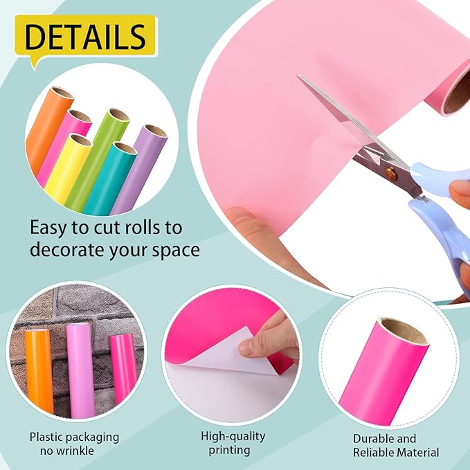 Skyygemm 6 Rolls Bulletin Board Paper Fade Resistant Colored Bulletin Board Paper Roll Bulk for Art Decor Drawing Craft Painting(4 x 12 ft,Neon)