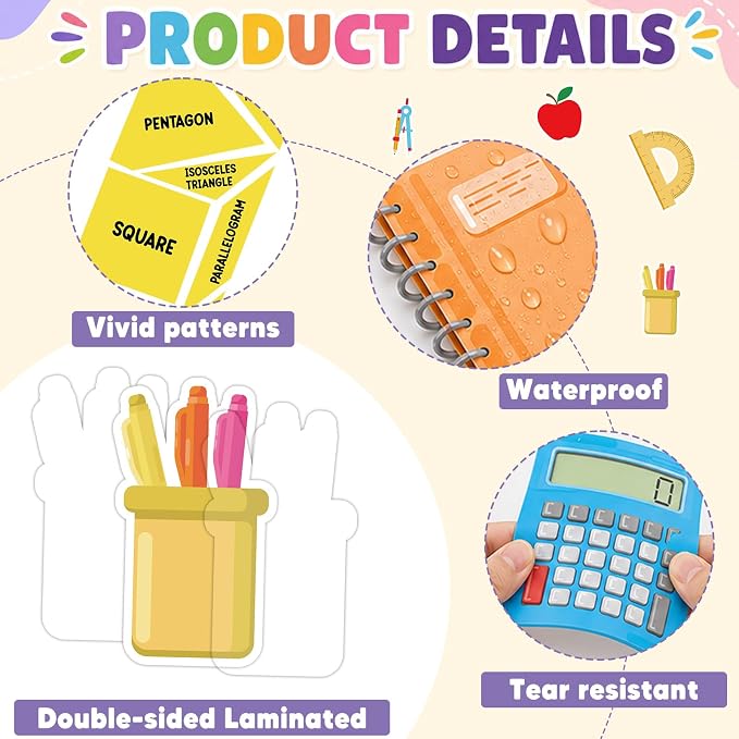 Math Bulletin Board Set Mathematics Back to School Classroom Decoration Math Makes Us Sharp Bulletin Board Pencil Shaped Paper Cutouts for School Office Chalkboard Wall Supplies Decor