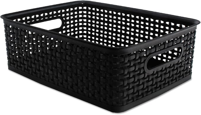 Advantus 40327 Weave Bins, 13 7/8 x 10 1/2 x 4 3/4, Plastic, Black, 2 Bins