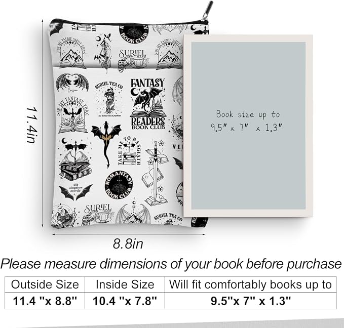Fantasy Novel Dragon Book Sleeve Books Lovers Gifts Bookish Gifts for Readers Librarian Teacher Mothers Day Graduation Birthday Gift
