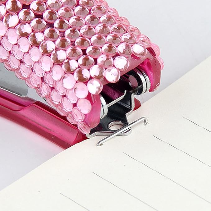 Liudan Stapler Stapler Small Stapler Desktop Stapler Diamond Encrusted Stapler Pink Gift Stapler Home Office Supplies Office Stapler