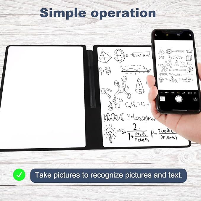 Portable A5 Dry Erase Notebook, 9.4x6.5 Inch Reusable Dry Erase Notebook Erasable Notebook Whiteboard Notebook for Business Home Office (Deep Grey)