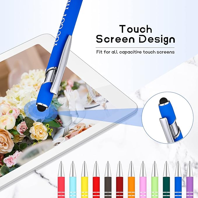 Zonon 12 Pcs Inspirational Pens Gift Set Funny Ballpoint Pen with Stylus Tip Motivational Graduation Gifts Bulk for Teacher Coworkers Nurse School Office Supplies(Assorted Color,Motivational Style)