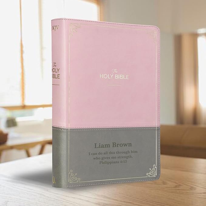 Personalized KJV Womens Large Bible Two-Tone Faux Leather King James Version Giant Print Size with Index Tabs | Custom with Name, Date or Text | Gift for Christian & Religious Celebrations