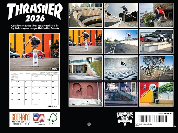 Thrasher Calendar 2026 Monthly Wall Calender 12 Month | American Made In The USA