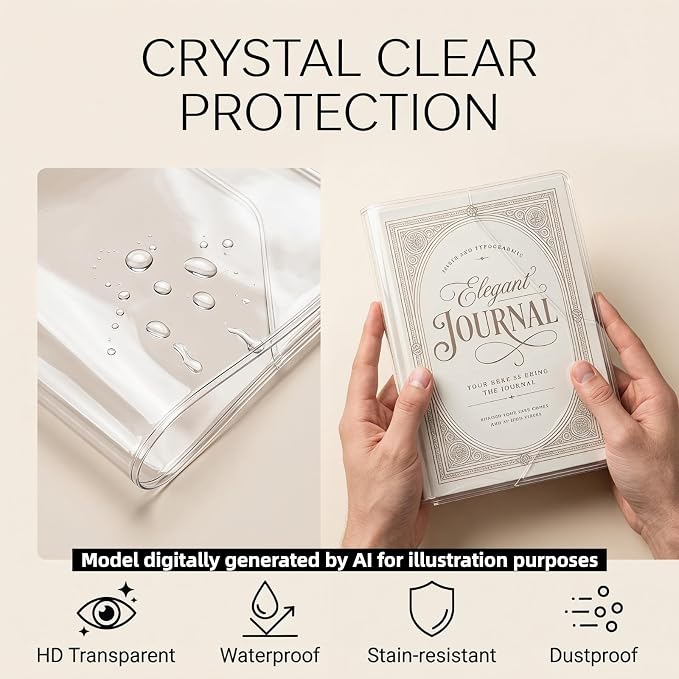 4Pcs A6 Clear Cover, Transparent A6 Journal Cover for Notebooks Size 4.1 X 5.8 Inches, Plastic Clear Notebook Covers for Journal Weeks Planners Books