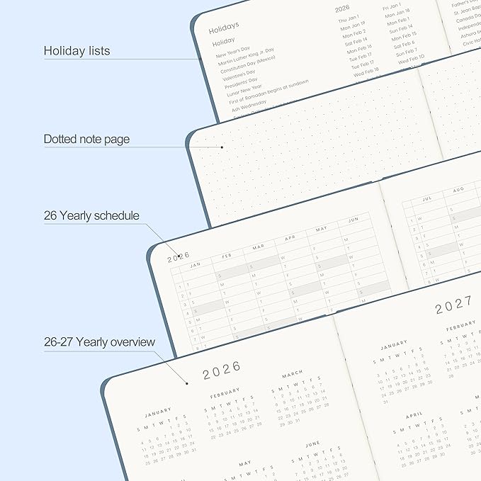 And Per Se 2026 Planner, 15 Months Hardcover Daily, Weekly & Monthly Planner, A5 size, 100GSM Thick Paper, Back Pocket, 5.7" x 8"(Dark Blue)
