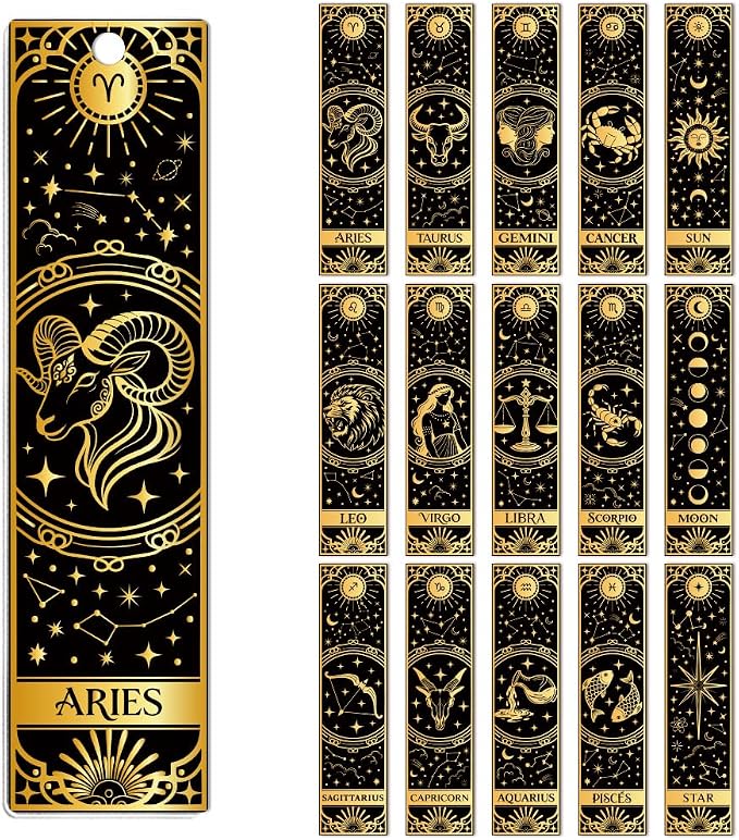 Peacoblue 30pcs UV DTF Bookmarks Transfer Stickers Wraps 12 Constellations for Women Men Reading, Waterproof Bookmarkers Decal(No Blank Bookmarks) for Acrylic Plastic Metal Blank Bookmark