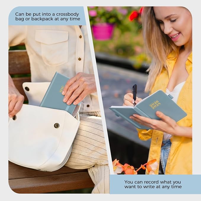 KONVINIT Pocket Calendar 2026-2028, 24-Month Pocket Calendar 2027 Planner Runs from July.2026 Until June.2028, Blue PU Monthly Planner with Inner Pocket, Pen Loop, Elastic Closure for School & Office Supplies, 3.54”×6.69”