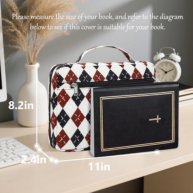 JIANYA Bible Cover Case for Women and Men, Large Bible Case Book Carrying Bag, Bible Bag with Zippered Pocket Handles, Christian Gifts