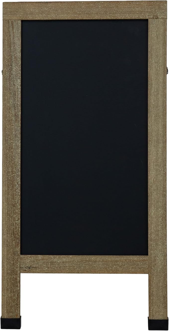 Sunnydaze Magnetic A-Frame Chalkboard Sign - Chalk Sandwich Board Sidewalk Sign - 40" x 20" - Weathered Wood