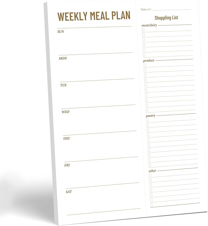 Weekly Meal Planner - Undated Magnetic Notepads with Grocery List, 7" x 9", 52 Weeks, Meal Planning Pad for Refrigerator Door with Tear-Off Shopping List, Food/Menu Organizer Notepad