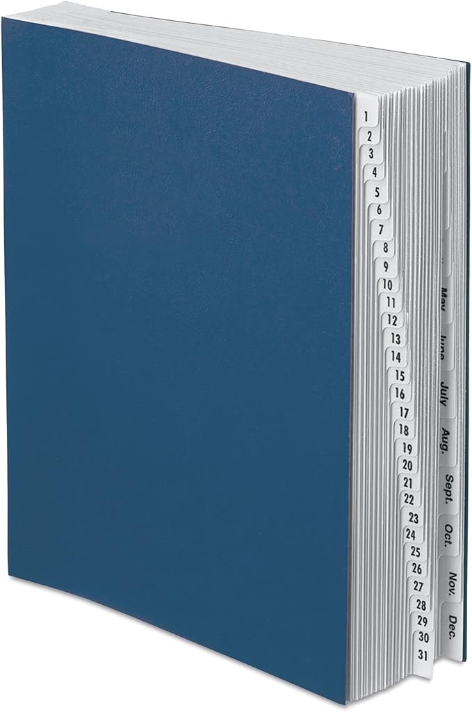 Pendaflex Expanding Desk File, Laminated Daily and Monthly Tabs, Letter Size, Navy, Each (DDF5-OX)