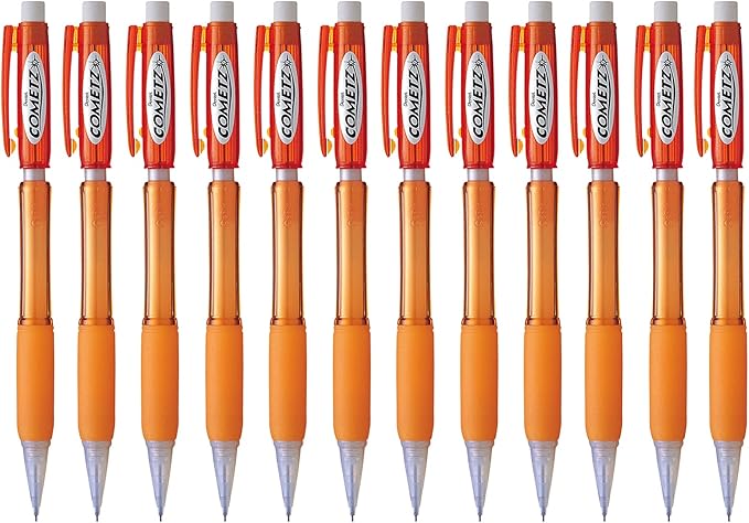 Pentel Cometz Automatic Pencil, 0.9mm, Orange Barrel, Box of 12 (AX119F)