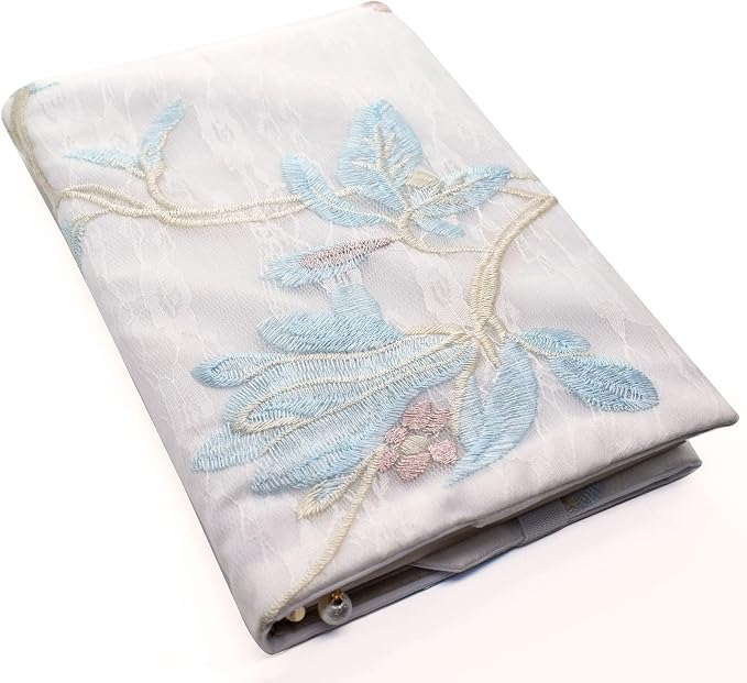 BLBMH 6x9 Book Cover | Handmade Fixed Size Non-Stretch Fabric Sleeve Protector with Bookmark | Washable for Paperback Bible Journal | Student Teacher Gift - Embroidered Magnolia