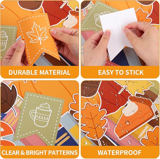 JarThenaAMCS Fall Thanksgiving Reading Bulletin Board Set Boho Autumn Library Book Classroom Decorations Pumpkin Maple Leaves Cutouts for School Chalkboard Wall Door Decor