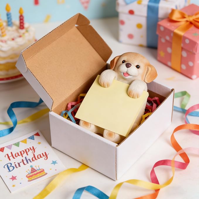 Dog Pop-Up Sticky Note Dispenser with 100 Sheets 3 x 3 Inch Notes, Handmade Resin Dog Desk Decor for Office, Home & Classroom, Gift for Teachers & Coworkers - Labrador
