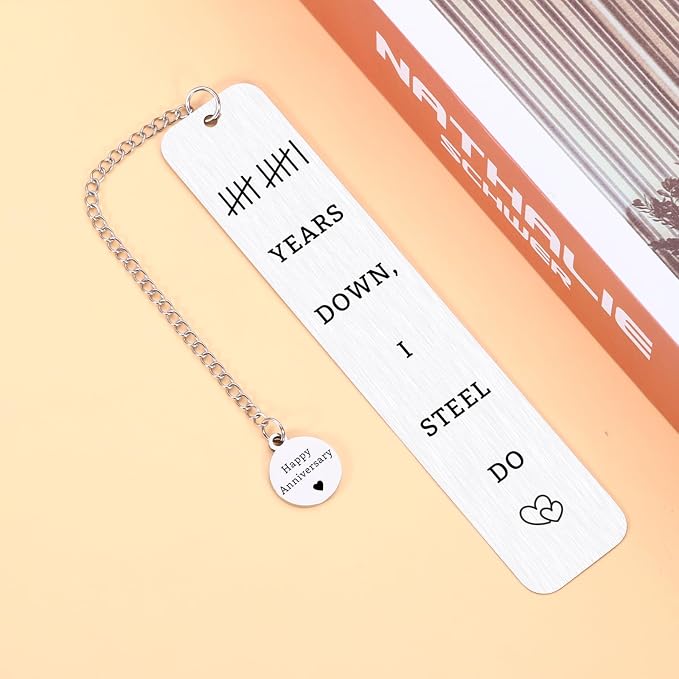11 Year Anniversary Steel Gifts for Her Him Steel Gift for 11th Anniversary 11 Years Wedding Anniversarys Day Gifts for Husband Wife Couple Women Men 11th Wedding Bookmark from Wifey Hubby