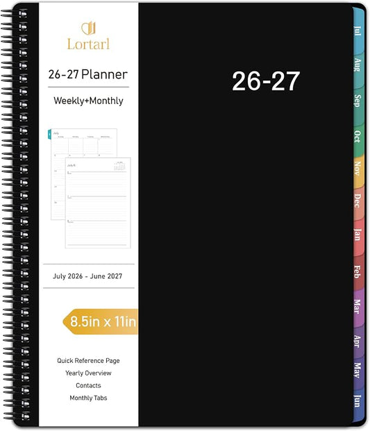 Weekly and Monthly Planner 2026-2027, July 2026-June 2027, 8.5'' x 11'' | Academic Planner 2026-2027, Spiral Bound, Monthly Reference Calendar, Marked Holidays, For School & Home & Office