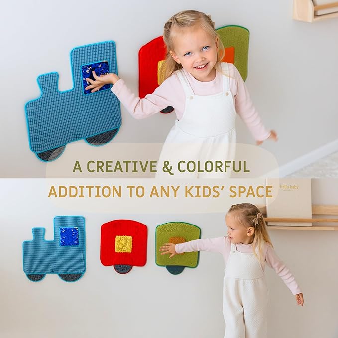 Sensory Wall Panel for Kids Ages 3+ - Train Tactile Texture Board for Fine Motor Skills & Calm Down Corners - Screen-Free Sensory Wall Toy for Home, Classroom & Autism Support