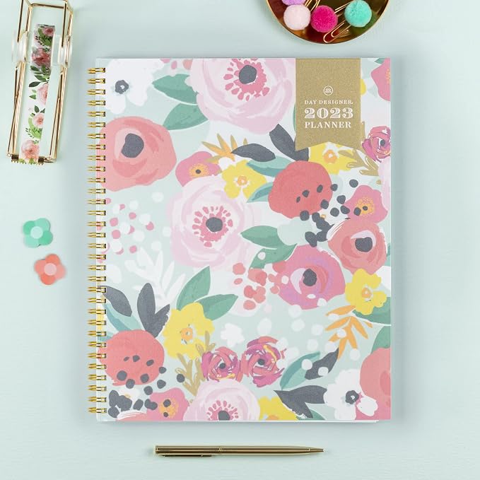 Blue Sky Day Designer for Blue Sky 2023 Weekly and Monthly Planner, 8.5" x 11", Frosted Cover, Wirebound, Secret Garden Mint (140101-23)