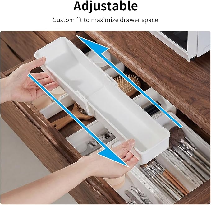 Adjustable Drawer Organizers Expandable,Drawer Divider Inserts for Makeup Cosmetics,Underwear Socks,Office Supplies,or Bathroom Storage,Multi-Purpose Plastic Drawer Trays,1-Pack