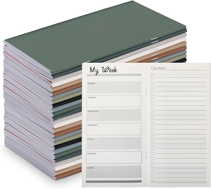 Qilery 100 Pcs 2026-2027 Daily Weekly Planner Bulk Employee Appreciation Gifts Small Pocket Journal to Do List Goals Notepad for Patient Access Week Nurse Team Coworkers Teacher (Neutral Color)