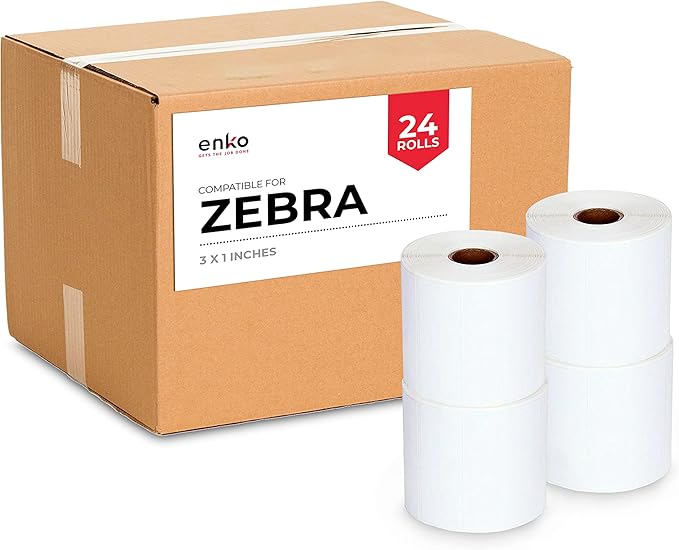 enKo (24 Rolls, 33,000 Labels) 3 x 1 inches Direct Thermal Labels for FBA Stickers, FNSKU Labels for Zebra Thermal Printers