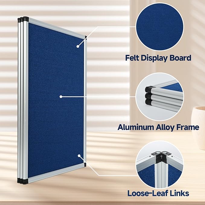 uyoyous 3+1 Panel Trade Show Presentation Board 70.8" x 35.4" Trifold Poster Board Folding Panel Display Large Single Sided Tabletop Display for Event, School Project, Science Fair, Blue